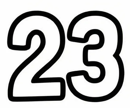 a number 23 with the number 23 on it.webp